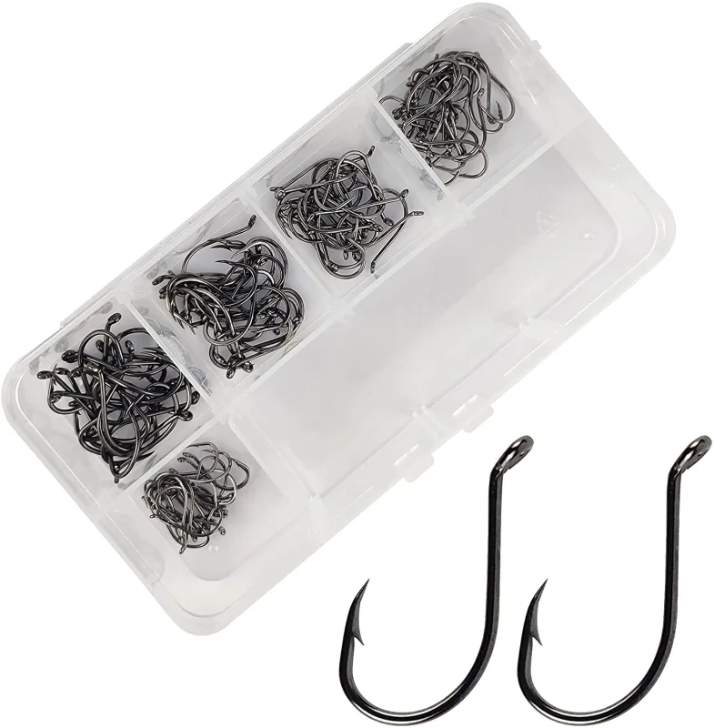 Eupheng EP-8299 50PCS Or 100PCS Assortment 8# to 9/0# Octopus Beak Offset Fishing Hooks High Carbon Steel Black Nickel Red Great Value Pack