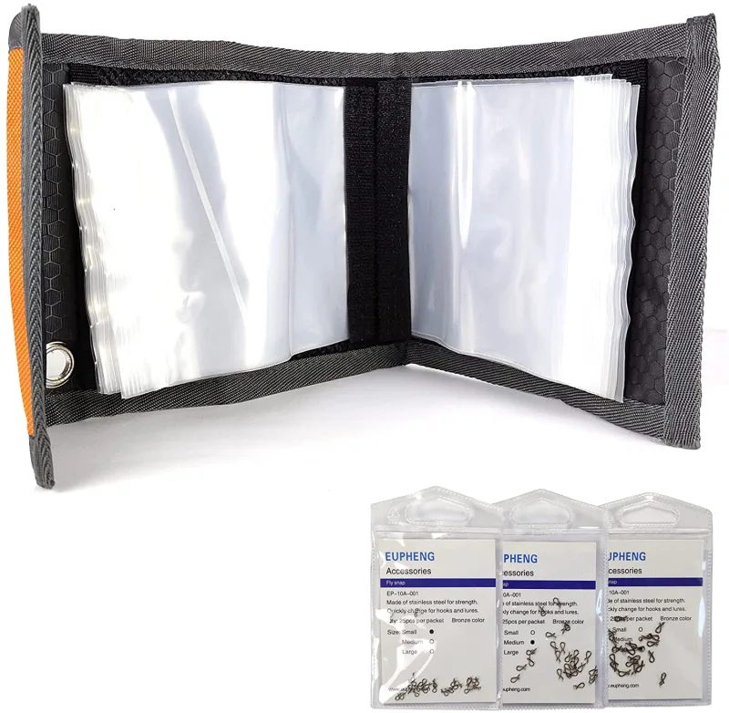 Eupheng High Grade10 Clear Pocket Leader Wallet Size 4X4 inch Fly Fishing Tippet Case Tippet Storage Fly Fishing Great for Pre-Tied Carp and Catfish Rigs with Fly Fishing Snaps
