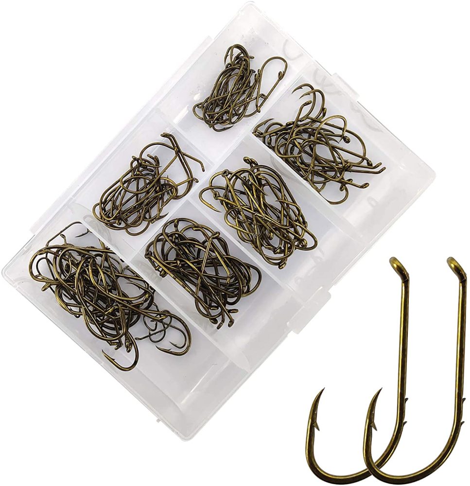 Eupheng C EP-9292 100PCS Assortment #12-#1/0 Prime Baitholder Barbed Shank Fishing Hooks High Carbon Great Value Collection