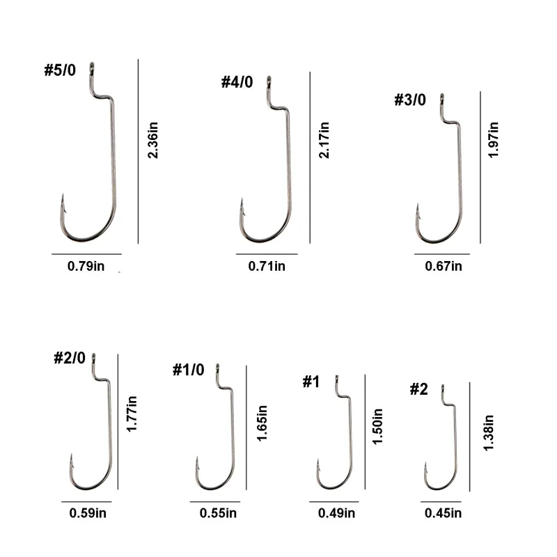 Eupheng EP-PSJW121 Worm Hook Assortment Ultimate Point Wide Gap Chemical Sharpening Black Nickle Plated Fishing Hook 100PCS Or 120PCS Great Value Pack