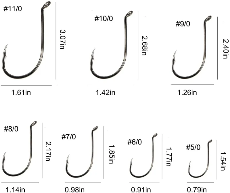 Eupheng EP-8299 50PCS Or 100PCS Assortment 8# to 9/0# Octopus Beak Offset Fishing Hooks High Carbon Steel Black Nickel Red Great Value Pack