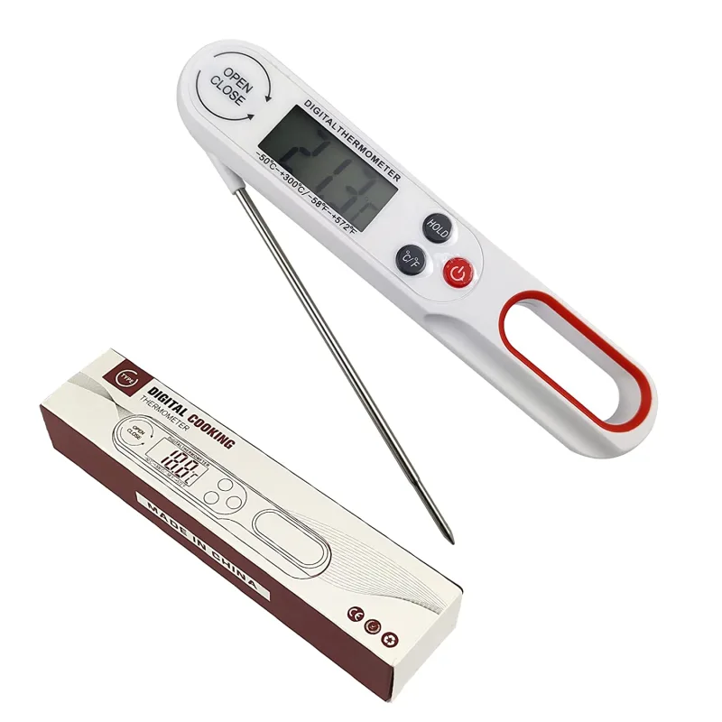 Waterproof Digital Instant-Reading Meat Thermometer Quick and Accurate Barbecue Food Thermometer with Flexible Foldable Probe, for Barbecue, Frying and Kitchen Cooking