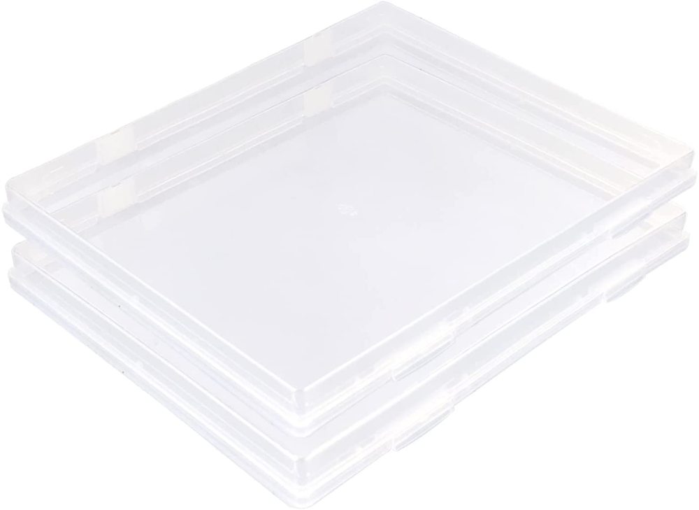 2 PACK A4 Clear Plastic Paper Organizer Case Document Box Paper Protector Desk Paper Organizers Case Office Supplies Holder Storage