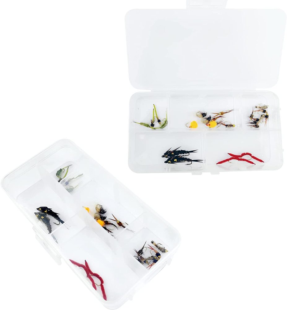 Fly Fishing Flies Dry Flies Assortment Combo Kit Handmade Fly Fishing Lures Nymphs Head Bead Flies for Trout Bass with Package Box