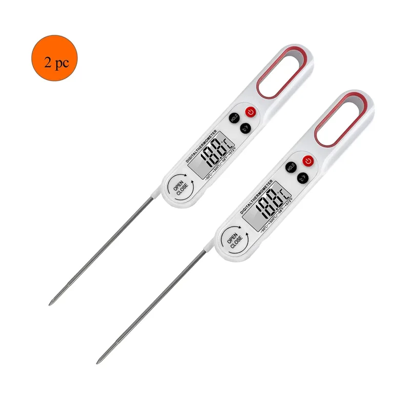 Waterproof Digital Instant-Reading Meat Thermometer Quick and Accurate Barbecue Food Thermometer with Flexible Foldable Probe, for Barbecue, Frying and Kitchen Cooking