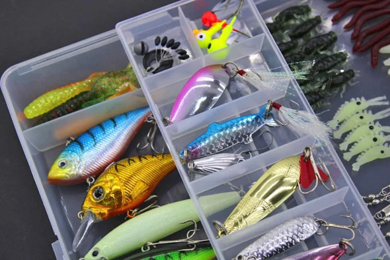 Eupheng Fishing Lures Kit Set for Bass Trout Salmon Including Spoon Lures Soft Plastic Worms CrankBait Jigs Topwater Lures (80pcs Lure Kits)