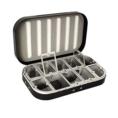 Aventik Aluminum Fly Fishing Box Slit Foam with Compartments/Easy Grip Flies  Jigs Lures Box