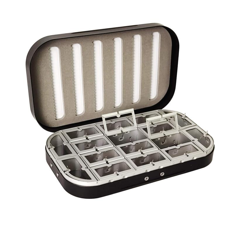 Aventik Aluminum Fly Fishing Box Slit Foam with Compartments/Easy Grip Flies Jigs Lures Box