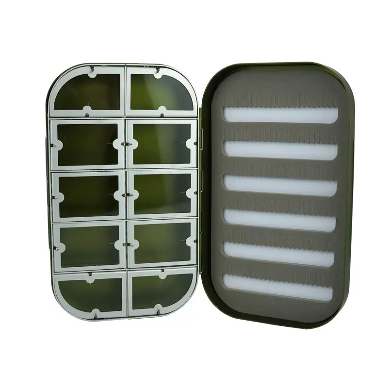 Aventik Aluminum Fly Fishing Box Slit Foam with Compartments/Easy Grip Flies Jigs Lures Box