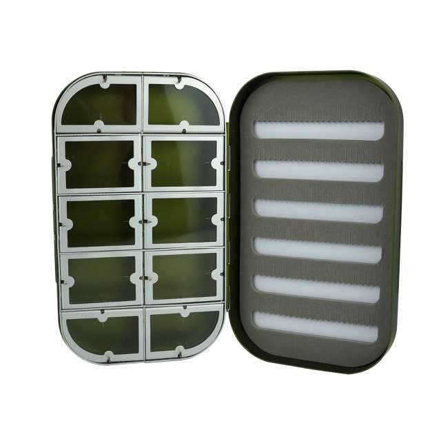 Aventik Aluminum Fly Fishing Box Slit Foam with Compartments/Easy Grip Flies Jigs Lures Box