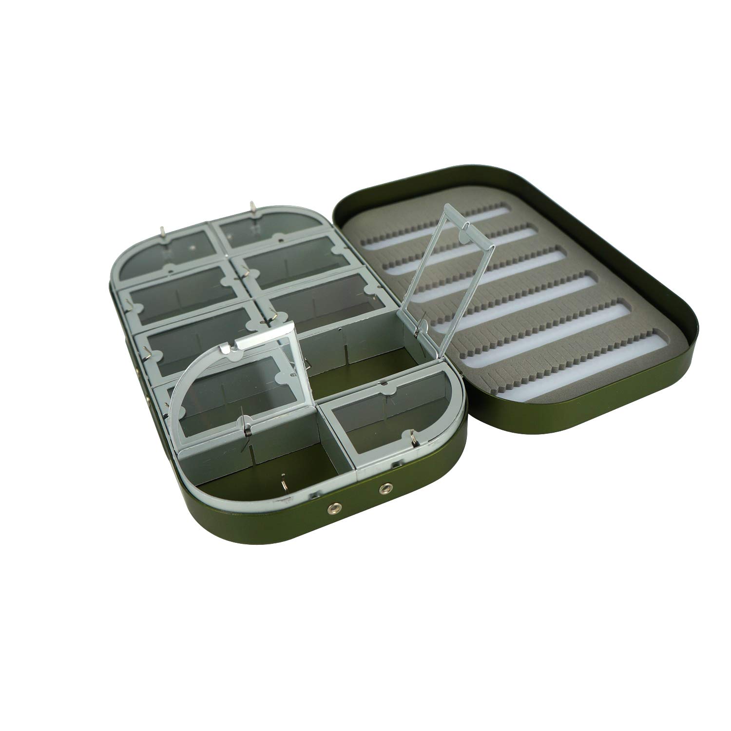 Aventik Aluminum Fly Fishing Box Slit Foam with Compartments/Easy Grip Flies  Jigs Lures Box