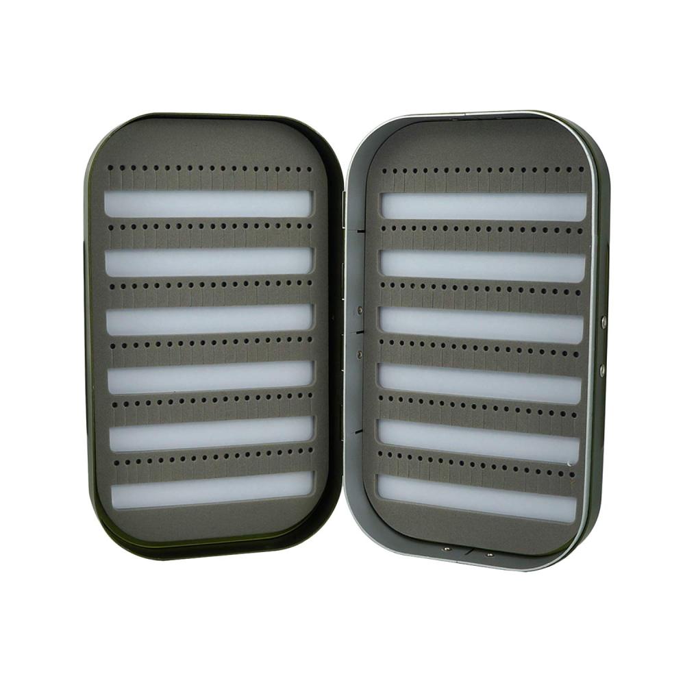 Aventik Aluminum Fly Fishing Box Slit Foam with Compartments/Easy Grip Flies Jigs Lures Box