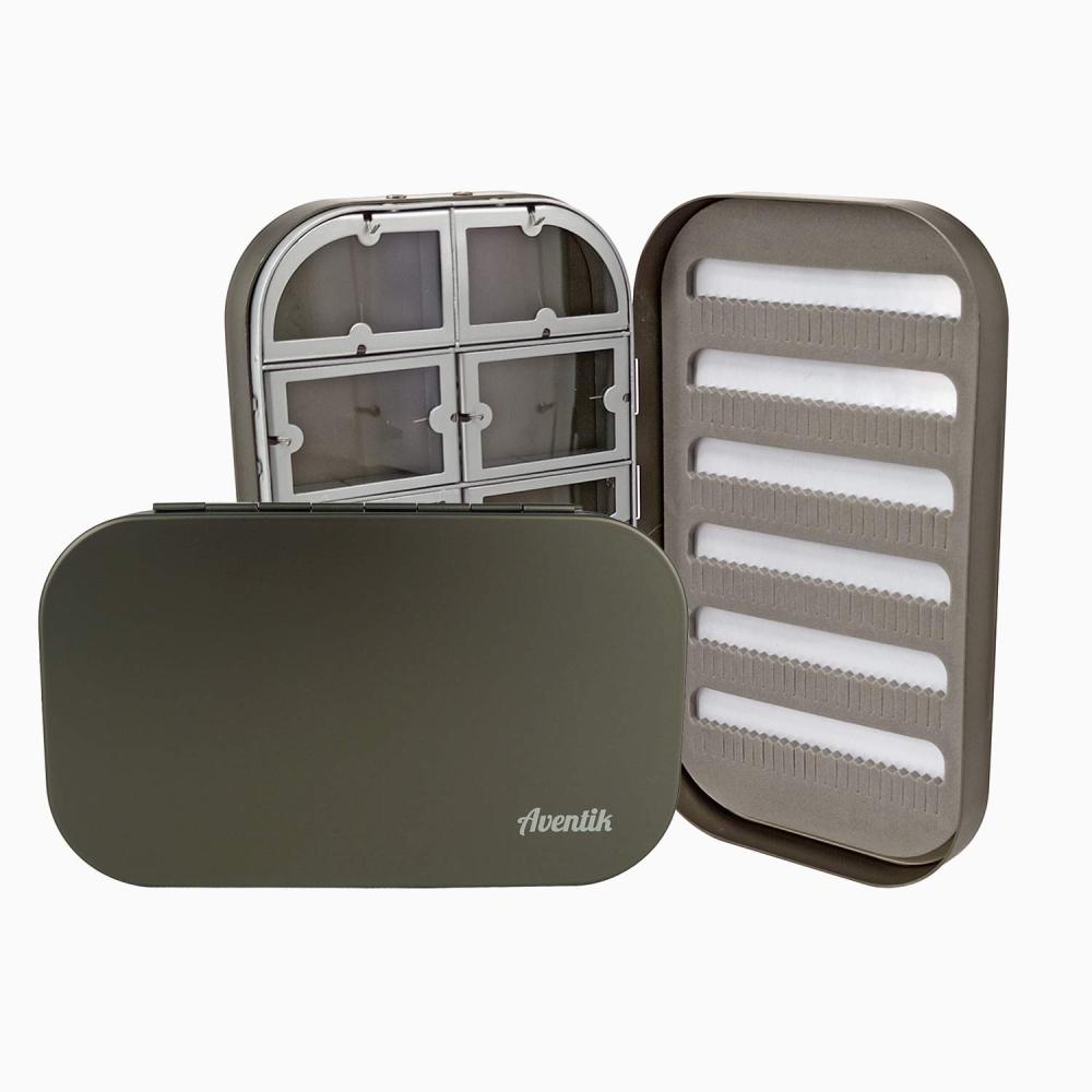 Aventik Aluminum Fly Fishing Box Slit Foam with Compartments/Easy Grip Flies Jigs Lures Box