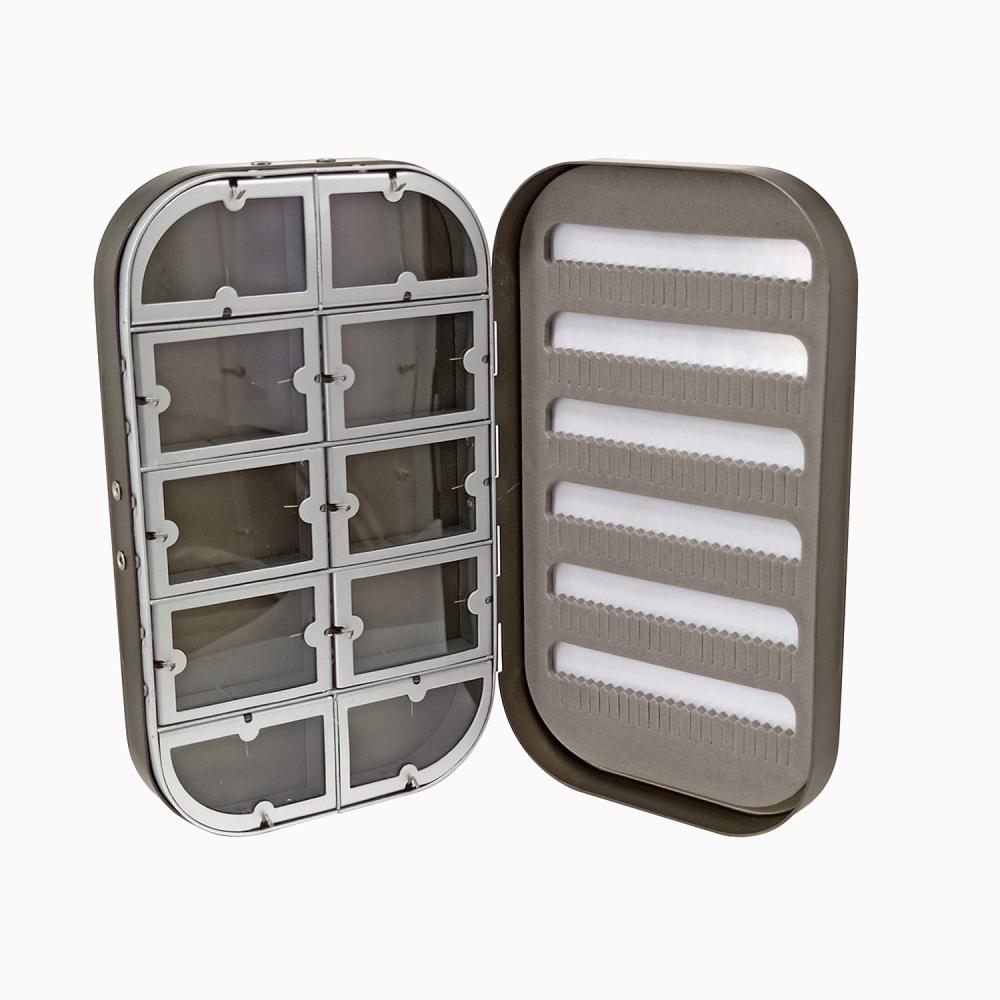 Aventik Aluminum Fly Fishing Box Slit Foam with Compartments/Easy Grip Flies Jigs Lures Box