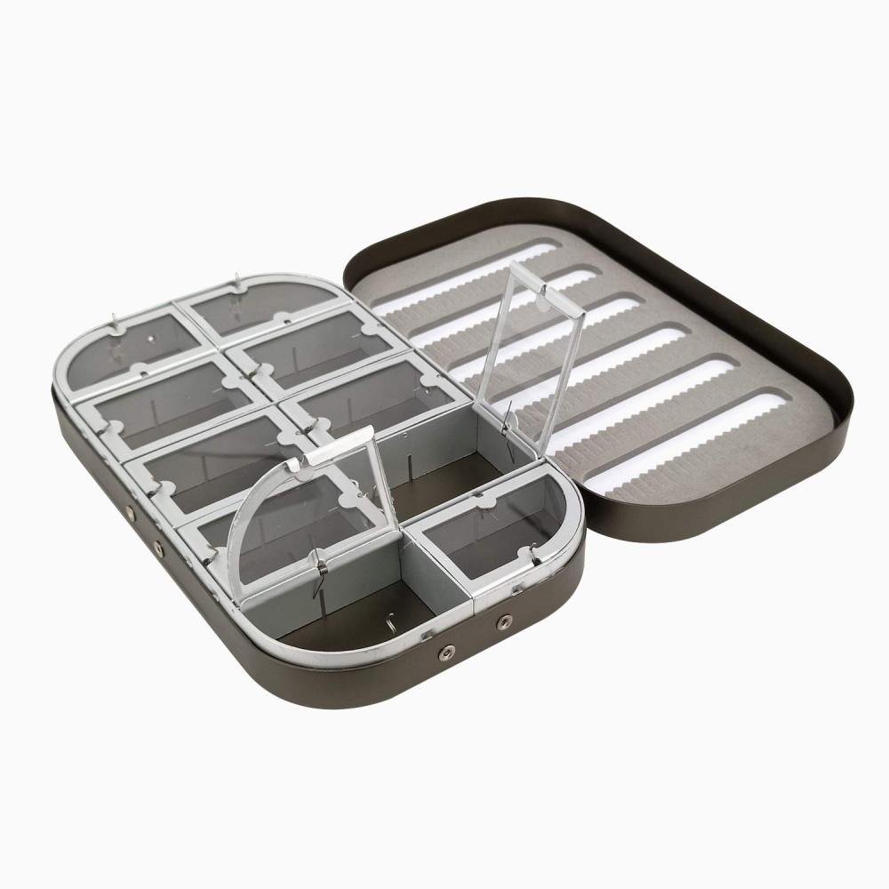 Aventik Aluminum Fly Fishing Box Slit Foam with Compartments/Easy Grip Flies Jigs Lures Box
