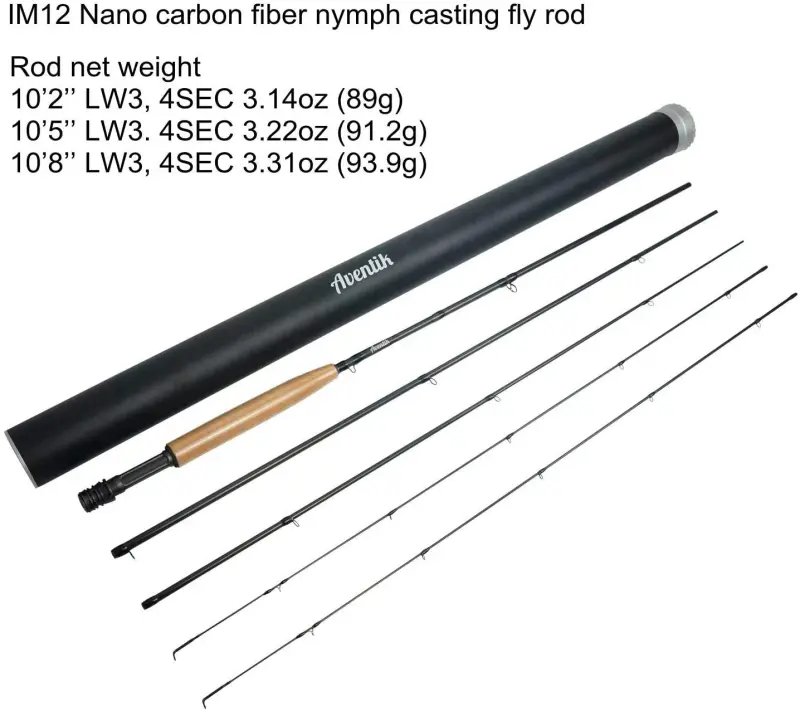 Aventik Nano IM12 3wt Nymph Special IM12 3wt 10'2'', 10'5'', 10'8'' 4SEC  Medium Fast Action Super Light Nymph Cast Rod