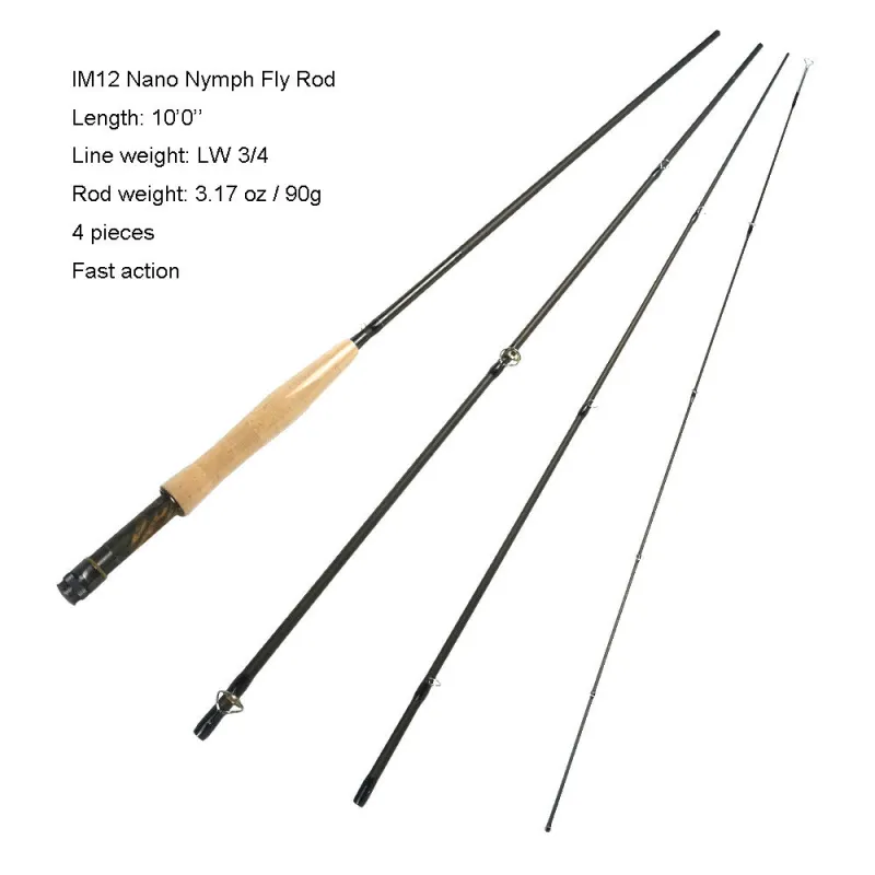 Aventik IM12 3/4wt 10ft 4SEC Fast Action Nymph Fly Rod 90g Super Light Fly  fishing Rod For Nymph Fishing