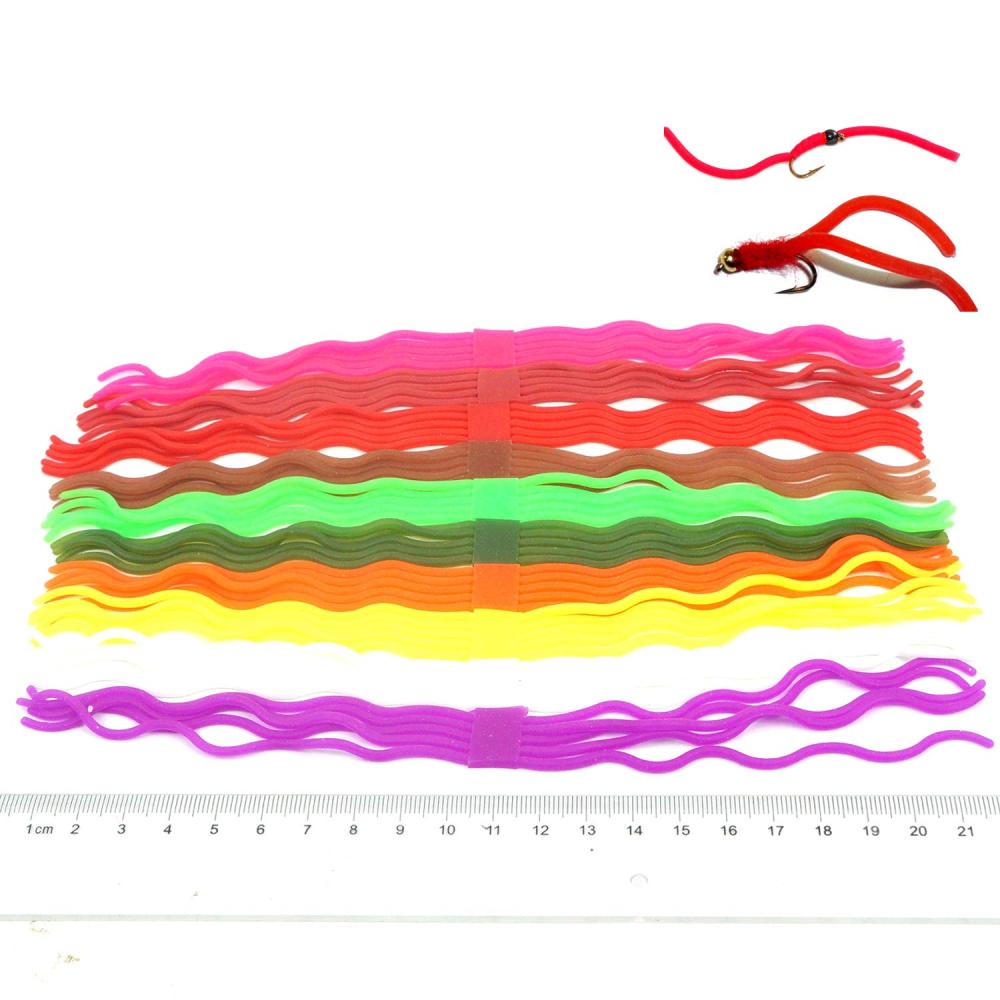 Riverruns Squirmy Wormy 10 Best Selected Color Assortment Fly Tying Materials for San Juan Fly Flies Soft Lure Ultra Stretchy Fishing Worm Body Trout Floating Glowing