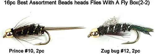 Riverrruns Best Assortment Combo Flies with A Fly Box,Bead Head Flies,Carp Flies,Dry Flies,Nymphs,Streamers,Salt Water Flies,Bread Like,Foam Flies.