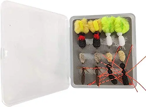 Riverrruns Best Assortment Combo Flies with A Fly Box,Bead Head Flies,Carp Flies,Dry Flies,Nymphs,Streamers,Salt Water Flies,Bread Like,Foam Flies.