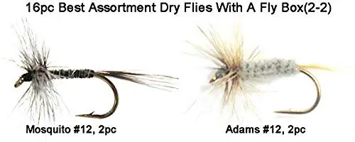 Riverrruns Best Assortment Combo Flies with A Fly Box,Bead Head Flies,Carp Flies,Dry Flies,Nymphs,Streamers,Salt Water Flies,Bread Like,Foam Flies.