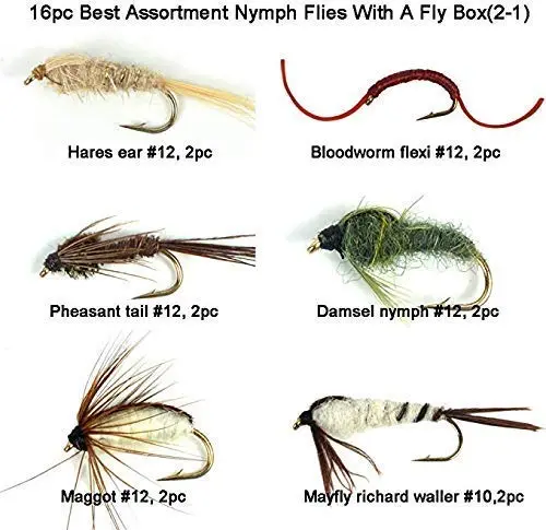 Riverrruns Best Assortment Combo Flies with A Fly Box,Bead Head Flies,Carp Flies,Dry Flies,Nymphs,Streamers,Salt Water Flies,Bread Like,Foam Flies.