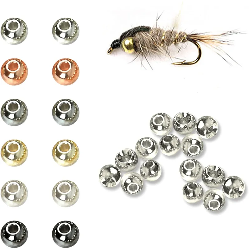 Aventik 100pc Brass Beads Tapered Hole Fly Tying Materials Lure Jig 10 Colors / 5 Sizes Fly Fishing