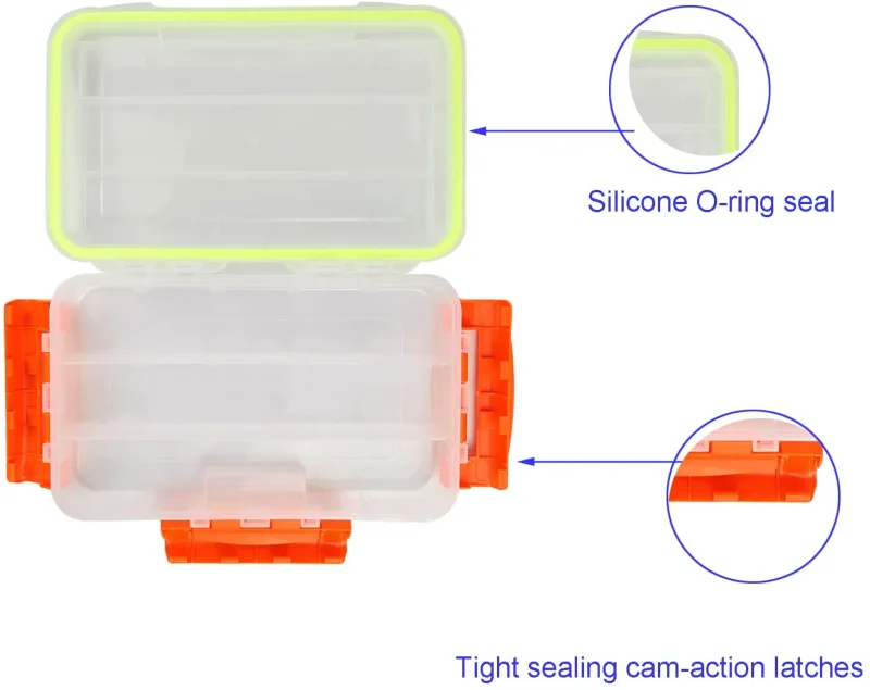 Aventik Waterproof Fishing Tackle Boxes Storage Trags Organizer Box (L:14.3X8.8X2inch)