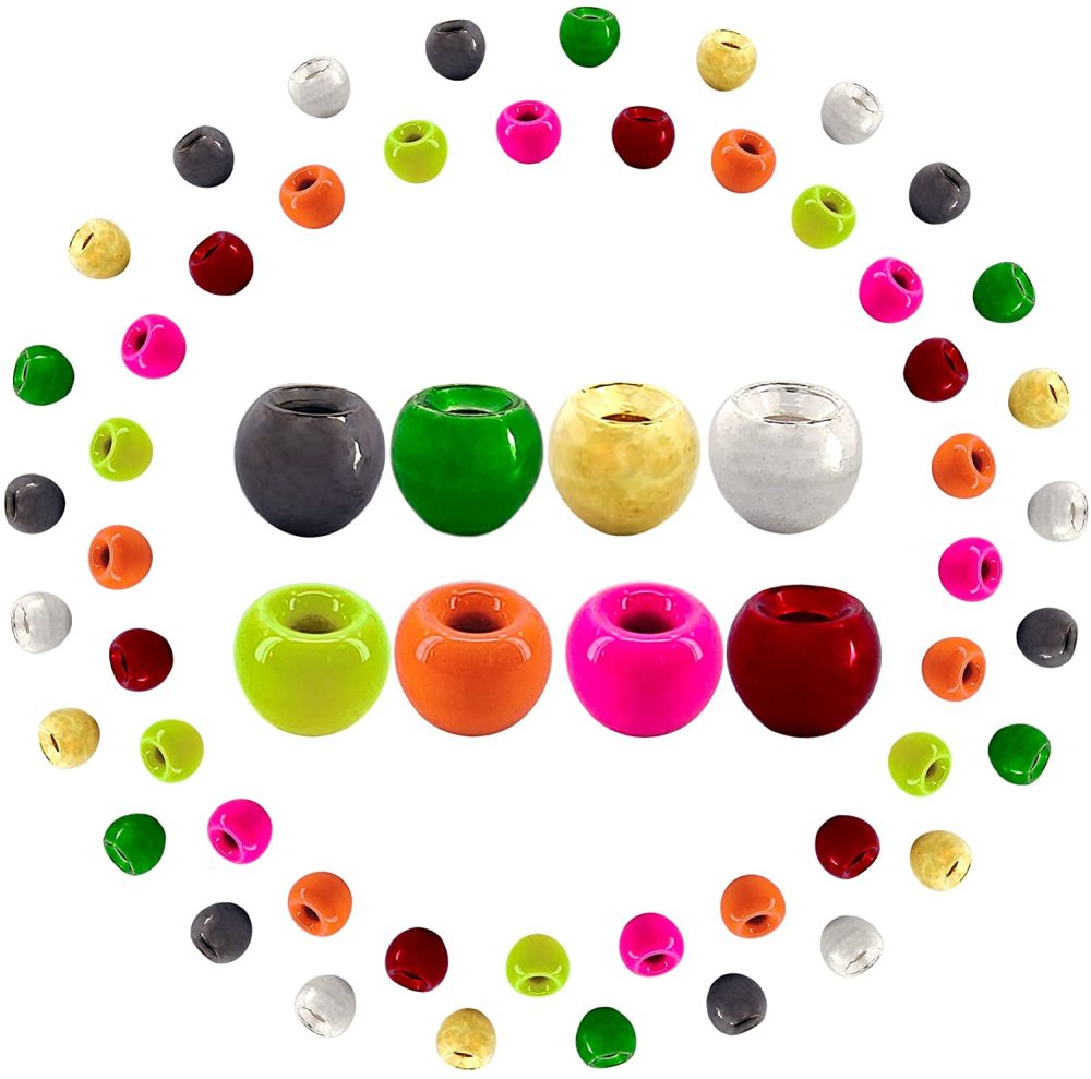 Aventik Think Fast Think Deep Tungsten Round Ball Beads, Slotted Beads Choice Fly Tying Materials, Nymph Streamer 80 Pack with A Tackle Box