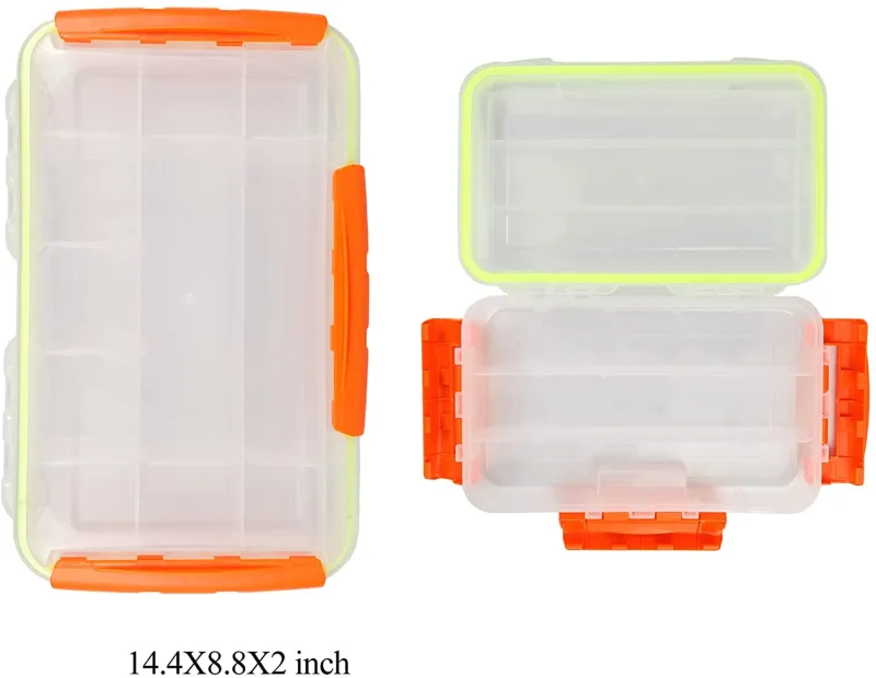 Aventik Waterproof Fishing Tackle Boxes Storage Trags Organizer Box (L:14.3X8.8X2inch)