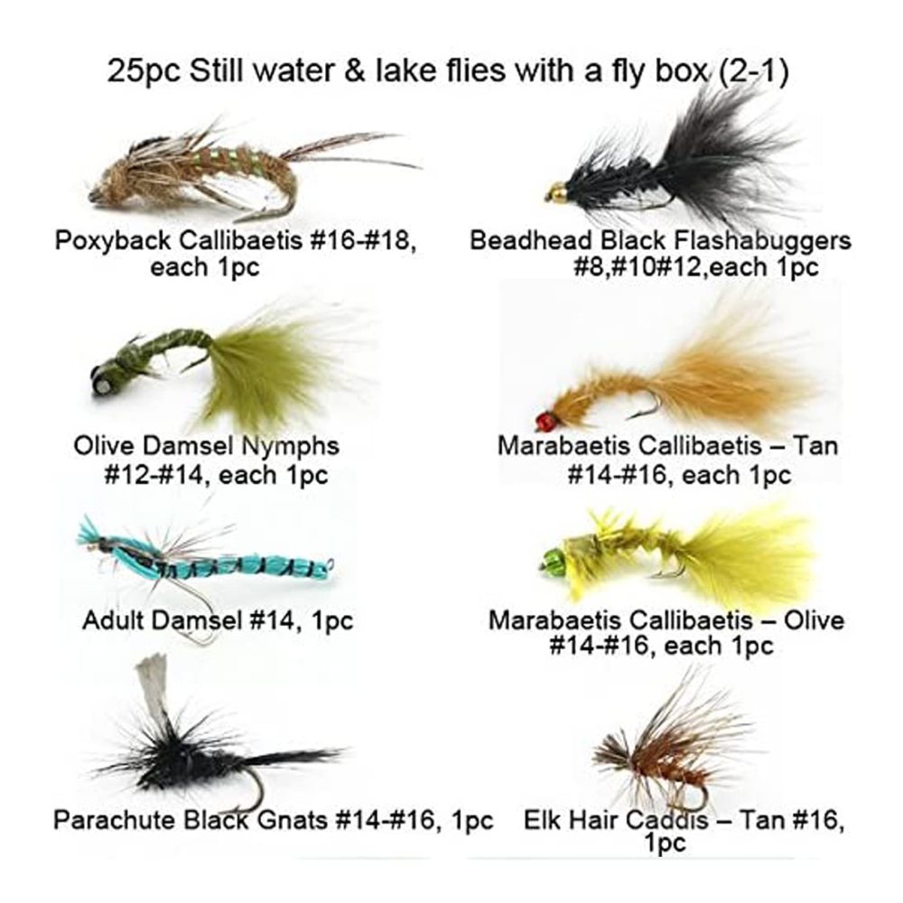 Riverruns Best Assortment Flies Combo with A Fly Box Adult Damsel Fly Fishing Wet Trout Fishing Flies