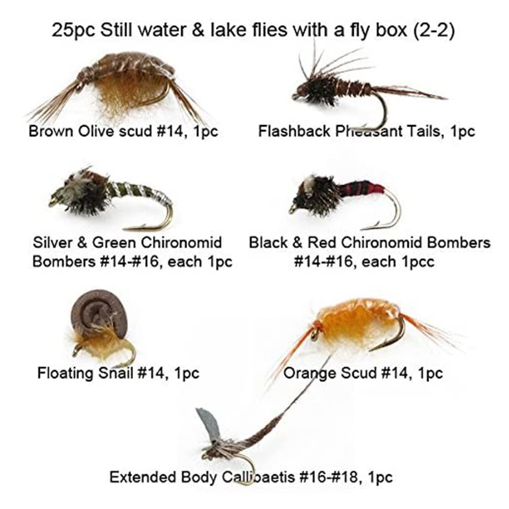 Riverruns Best Assortment Flies Combo with A Fly Box Adult Damsel Fly Fishing Wet Trout Fishing Flies
