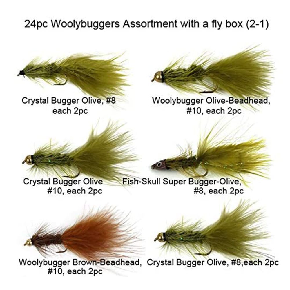Riverruns Best Assortment Flies Combo with A Fly Box Adult Damsel Fly Fishing Wet Trout Fishing Flies