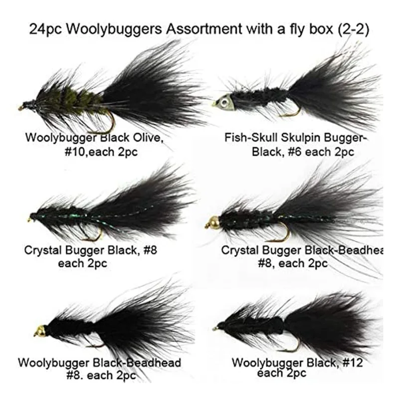 Riverruns Best Assortment Flies Combo with A Fly Box Adult Damsel Fly Fishing Wet Trout Fishing Flies