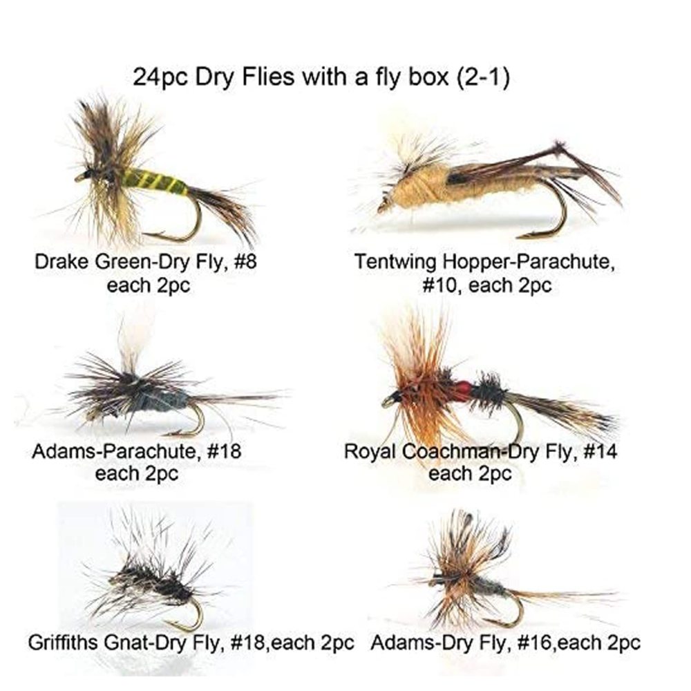 Riverruns Best Assortment Flies Combo with A Fly Box Adult Damsel Fly Fishing Wet Trout Fishing Flies
