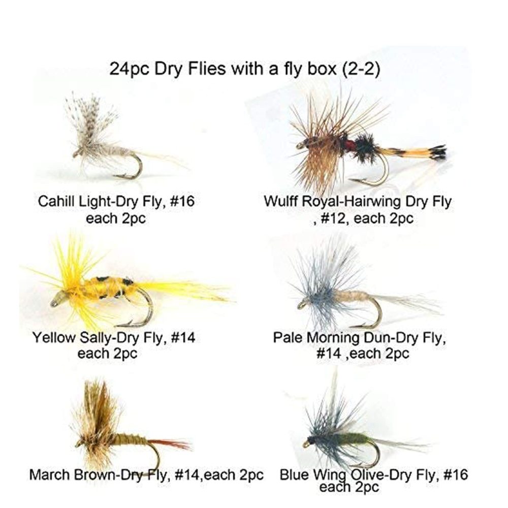 Riverruns Best Assortment Flies Combo with A Fly Box Adult Damsel Fly Fishing Wet Trout Fishing Flies