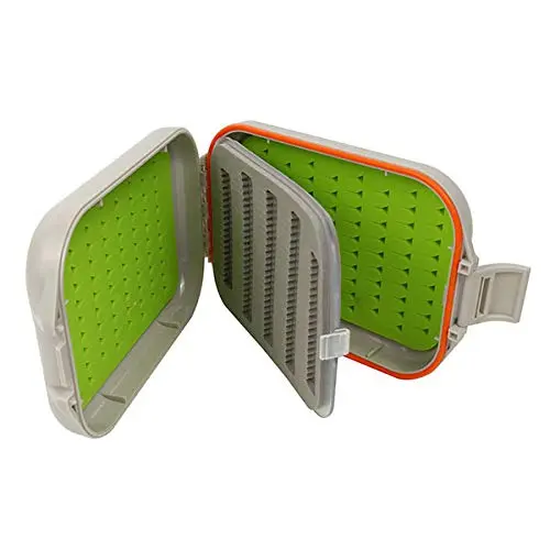 Aventik Flies Box Silicone Or Foam Fishing Tackle Box Waterproof Fly Fishing Boxes 5.5" x 3.54" x 1.38"
