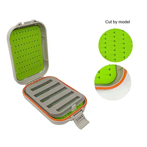 Aventik Flies Box Silicone Or Foam Fishing Tackle Box Waterproof Fly Fishing Boxes 5.5" x 3.54" x 1.38"