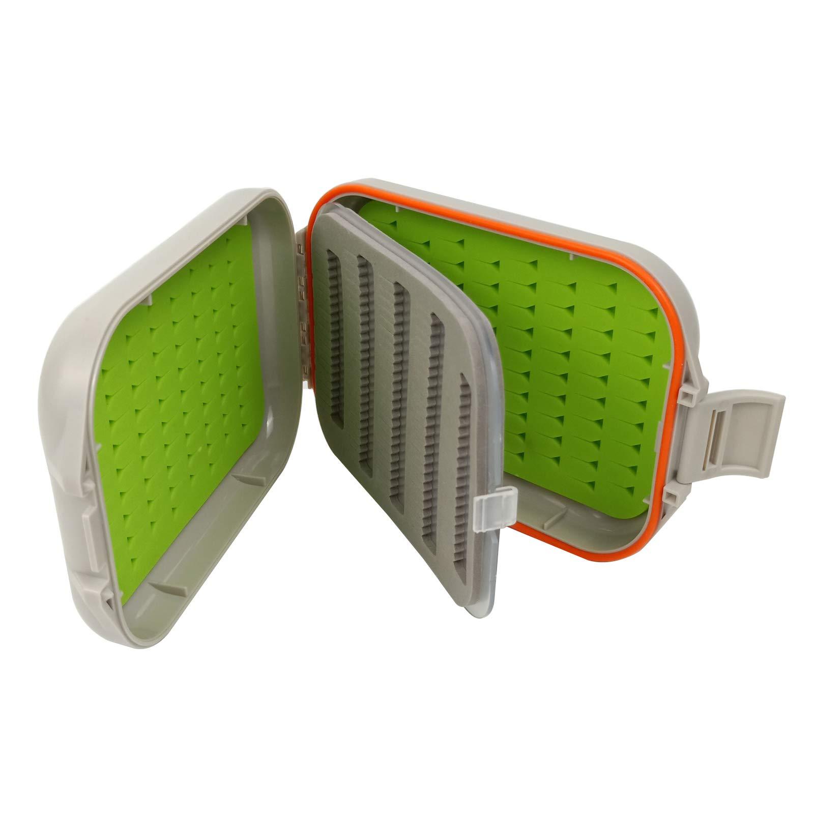 Aventik Flies Box Silicone Or Foam Fishing Tackle Box Waterproof Fly Fishing Boxes 5.5" x 3.54" x 1.38"