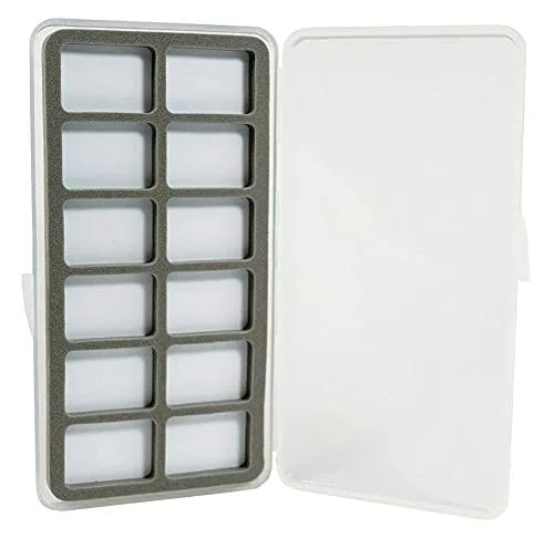 Aventik Fly Fishing Boxes Super Slim Transparent Design Magnetic Pad Compartments Tackle Foam Boxes 7.3X3.8X0.5inch