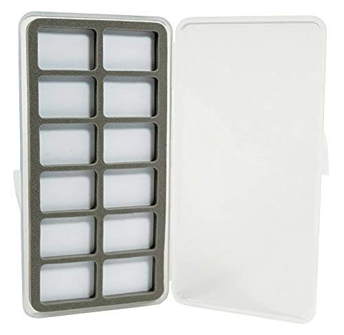 Aventik Fly Fishing Boxes Super Slim Transparent Design Magnetic Pad Compartments Tackle Foam Boxes 7.3X3.8X0.5inch