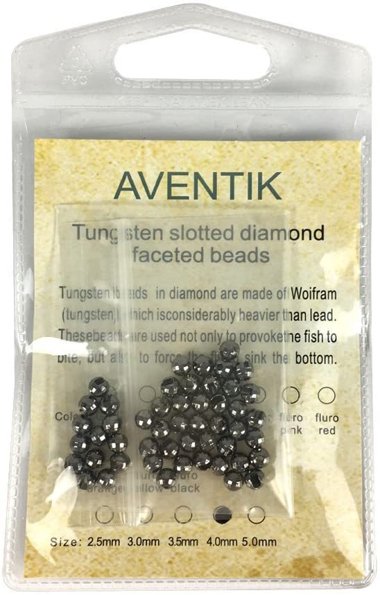 Aventik Think Fast Think Deep Beads 50pc Tungsten Beads Diamond Faceted Slotted Fly Tying Materials 10 Colors / 5 Sizes Fly Fishing Reflex Faceted Jig Hook