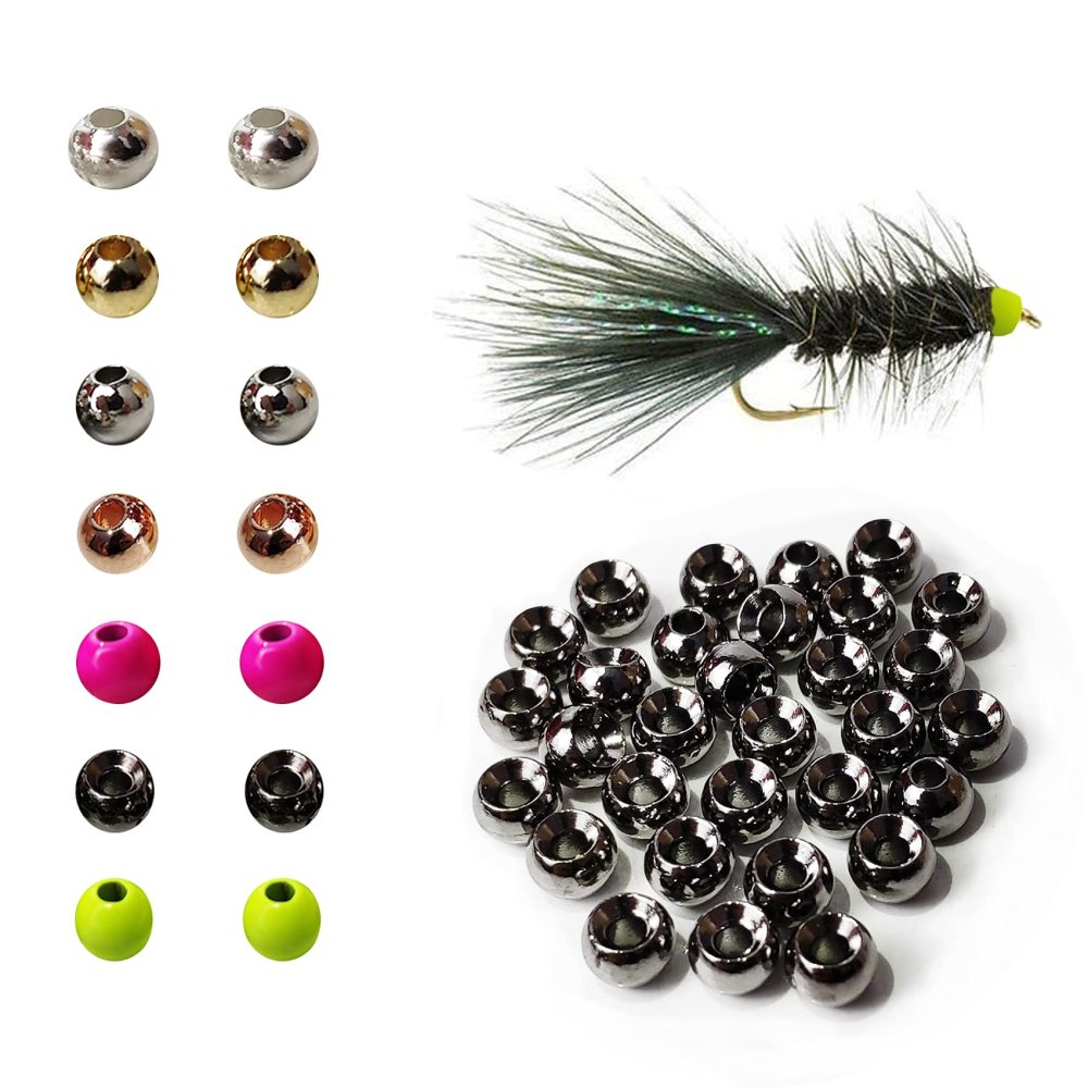 Aventik Think Fast Think Deep 100pc Tungsten Beads Round Ball Beads Fly Tying Materials 7 Colors / 5 Sizes Fly Fishing, Nymph Streamer