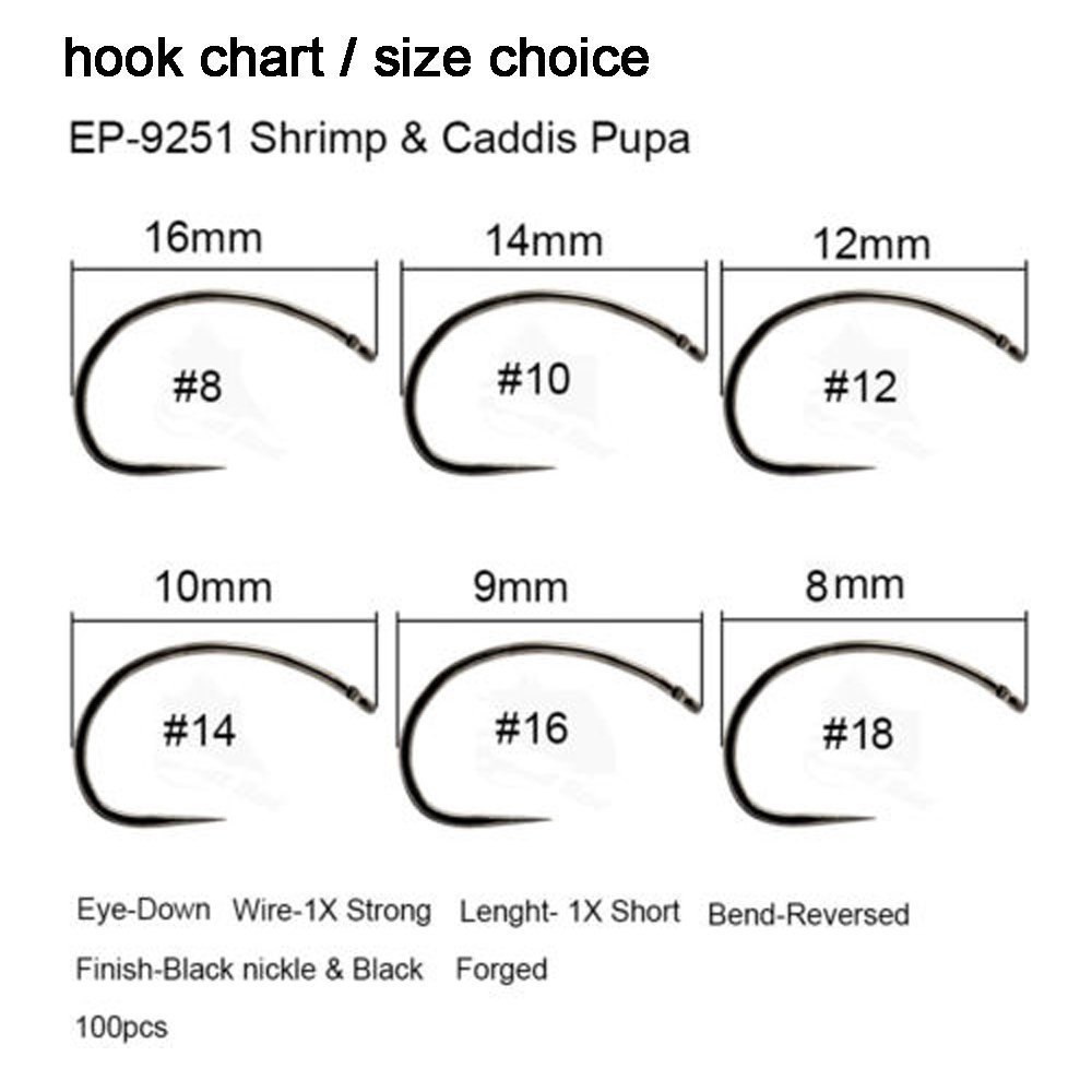 Eupheng 100pcs Plus Best Barbless Fishing Hooks Competition Fishing Hook Dry Nymph Strimp&Pupa Pupa& jig Fly Hooks with Free Mini Fly Box
