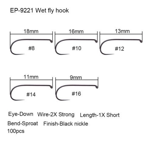 Eupheng 100pcs Plus Best Barbless Fishing Hooks Competition Fishing Hook Dry Nymph Strimp&Pupa Pupa& jig Fly Hooks with Free Mini Fly Box