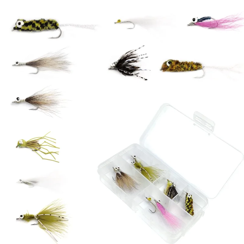 Fly Fishing Flies Wet Flies Assortment Combo Kit Handmade Fly Fishing Saltwater Lures Streamer Flies for Trout with Package Box