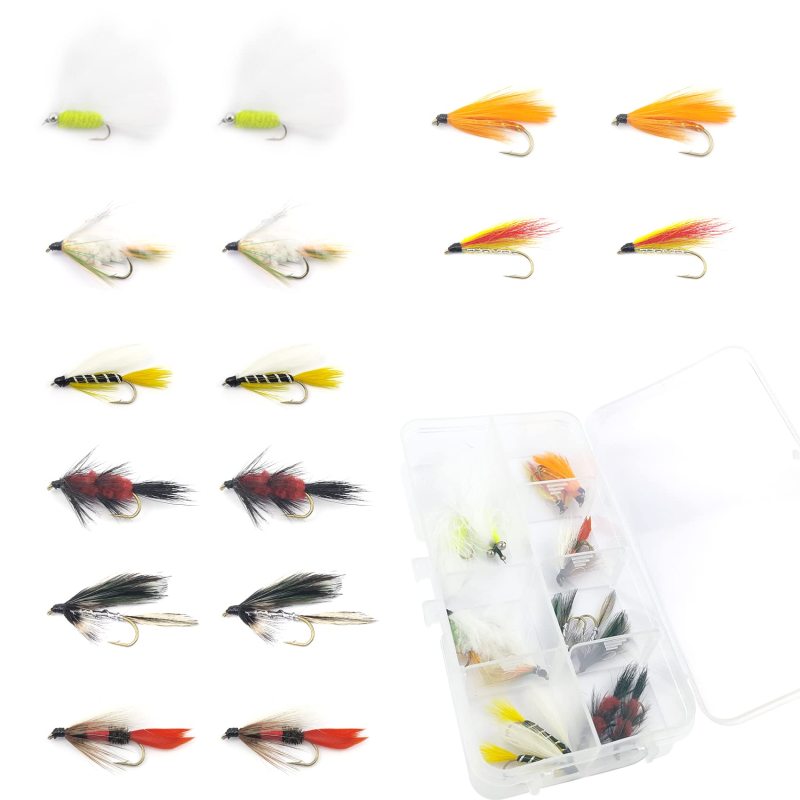 Fly Fishing Flies Wet Flies Assortment Combo Kit Handmade Fly Fishing Saltwater Lures Streamer Flies for Trout with Package Box
