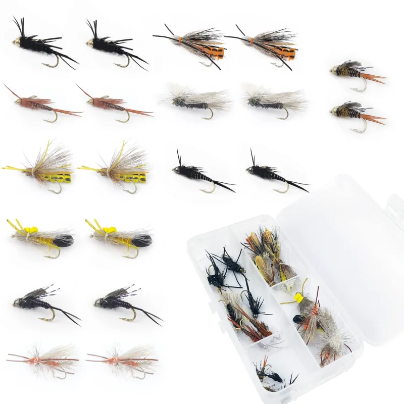 Fly Fishing Flies Wet Flies Assortment Combo Kit Handmade Fly Fishing Saltwater Lures Streamer Flies for Trout with Package Box