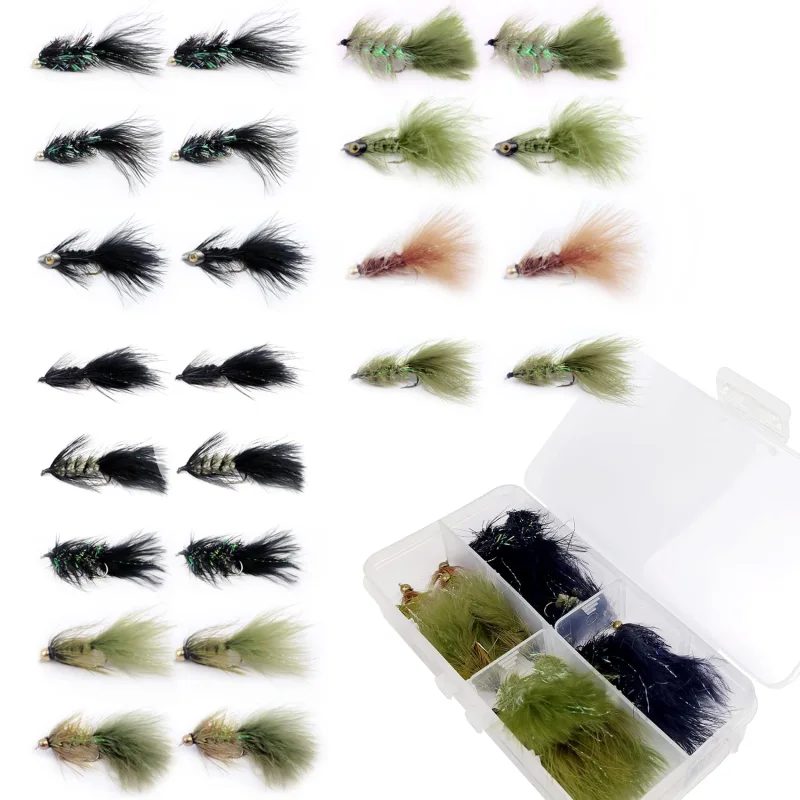 Fly Fishing Flies Wet Flies Assortment Combo Kit Handmade Fly Fishing Saltwater Lures Streamer Flies for Trout with Package Box