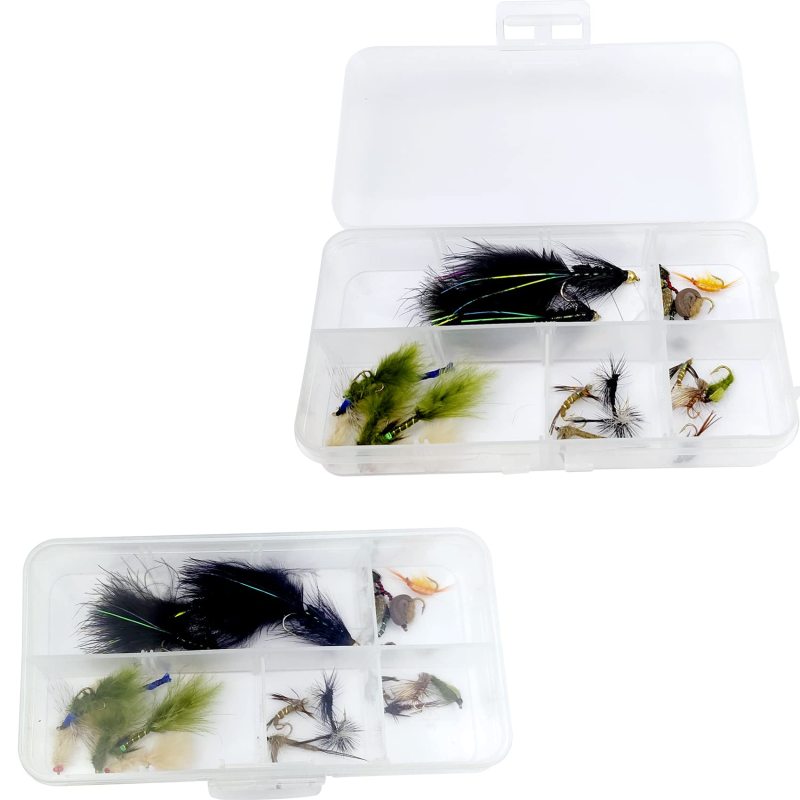 Fly Fishing Flies Wet Flies Assortment Combo Kit Handmade Fly Fishing Saltwater Lures Streamer Flies for Trout with Package Box